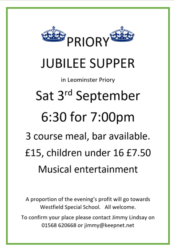 Priory Jubilee Supper Poster